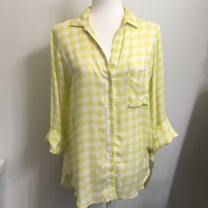 Bella Dahl Anthro Yellow Checkered Plaid Top